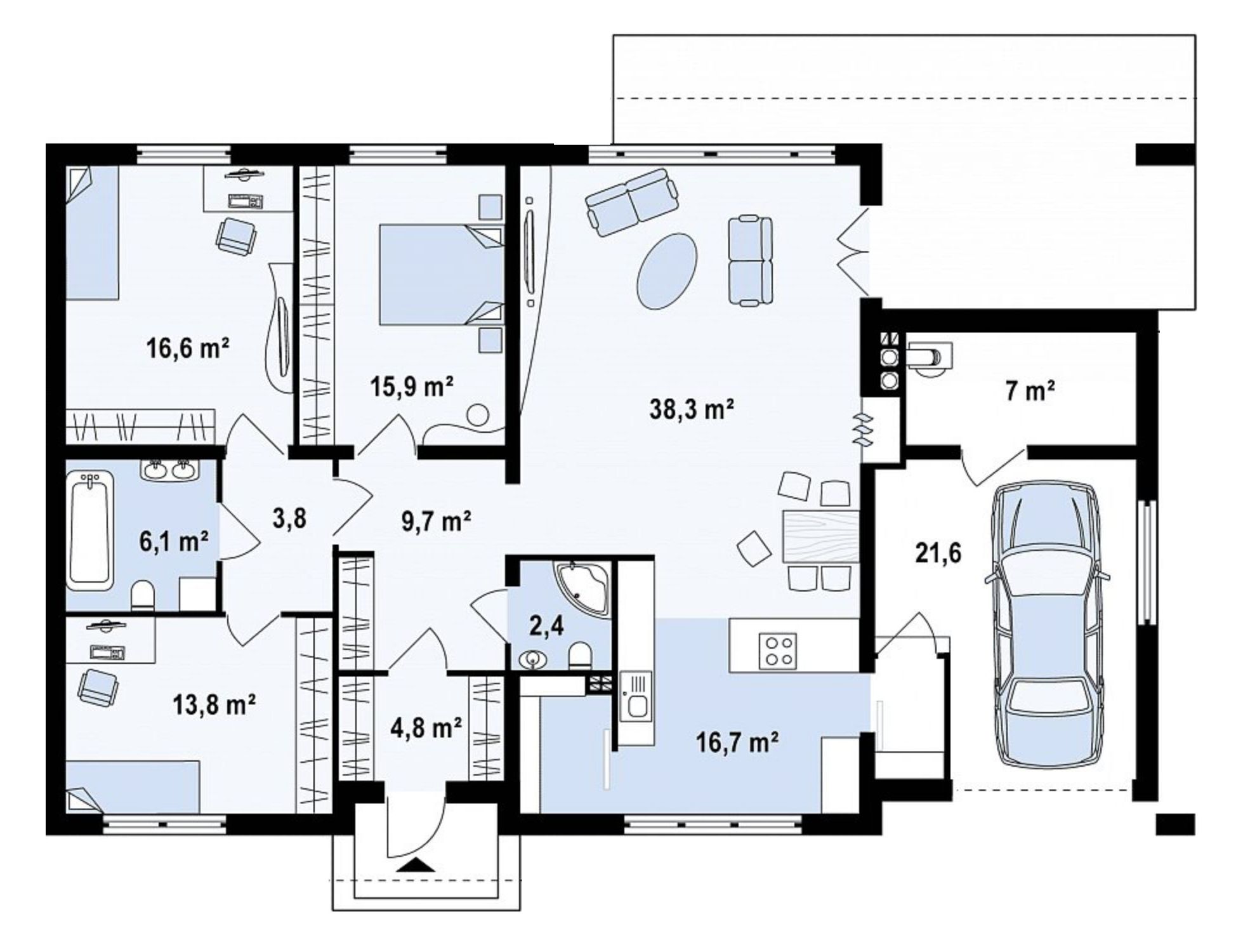 Дом с гаражом и 4 спальни. Z123 проект дома одноэтажного. Одноэтажный дом 130 м2 планировка. План дома 130 кв одноэтажный с гаражом. План одноэтажного дома с гаражом 130 кв м.